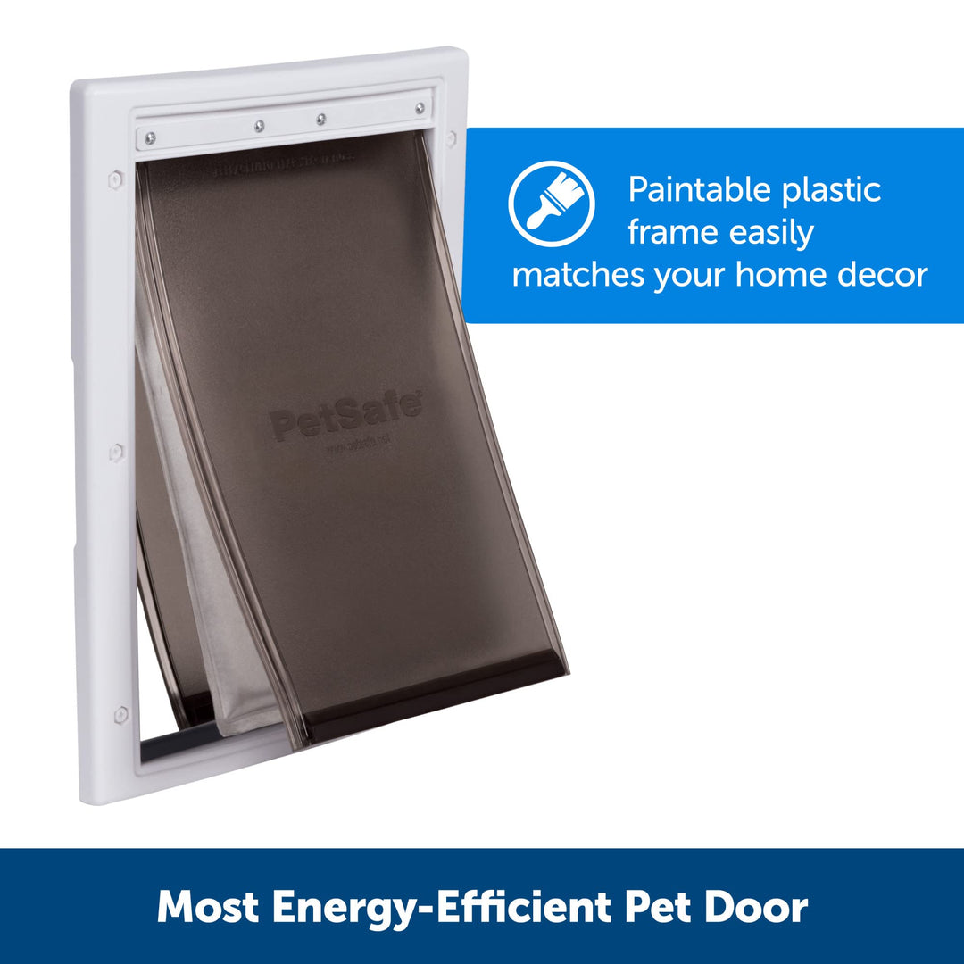 Extreme Weather Small Dog and Cat Door for Exterior Door - Energy Efficient Door for Cats and Dogs – Insulated Flap System – Small - Plastic Frame
