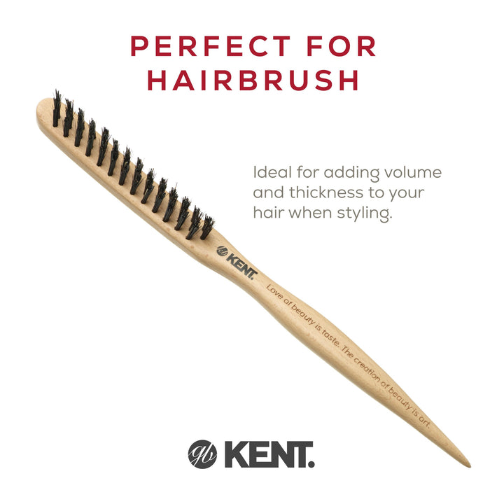 Kent PF15 Teasing Brush Edge Control Boar Bristle Hair Brush and Nylon Hair Brushes for Women Volume Control, Edge Control Brush Edge Brush, and Back Combing Brush Teasing Brushes Made in England