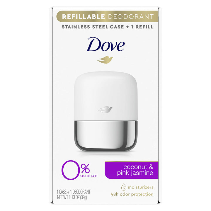 Refillable Deodorant Starter Kit 0% Aluminum Coconut & Pink Jasmine Aluminum Free Deodorant 1.13 oz