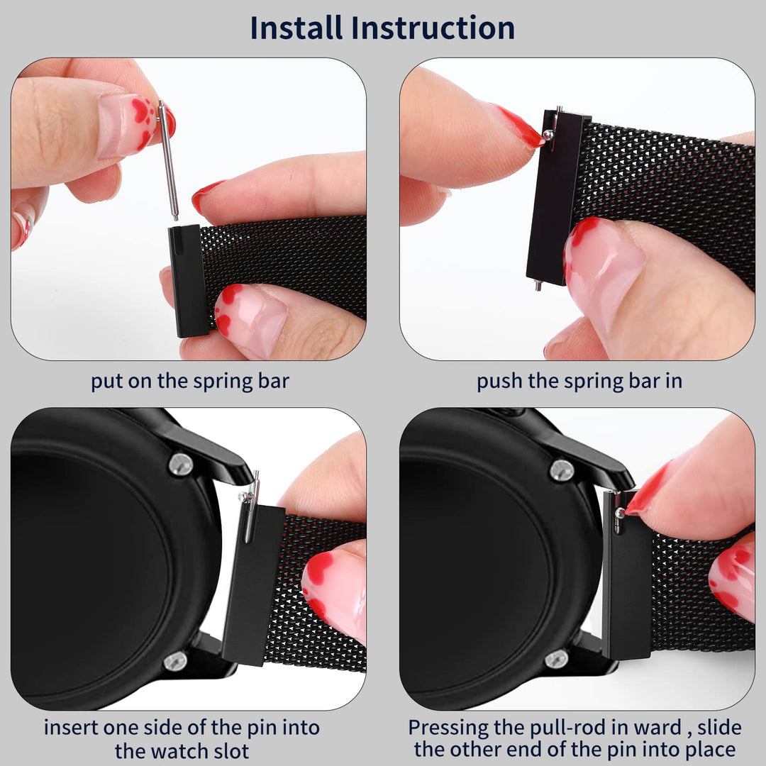 Cobee Metal Magnetic Watch Band, Mesh Woven Quick Release Watch Strap, Adjustable Stainless Steel Replacement Straps with Magnetic Clasp, Smart Sport Watch Wristbands for Men Women Teen(Black, 18mm)