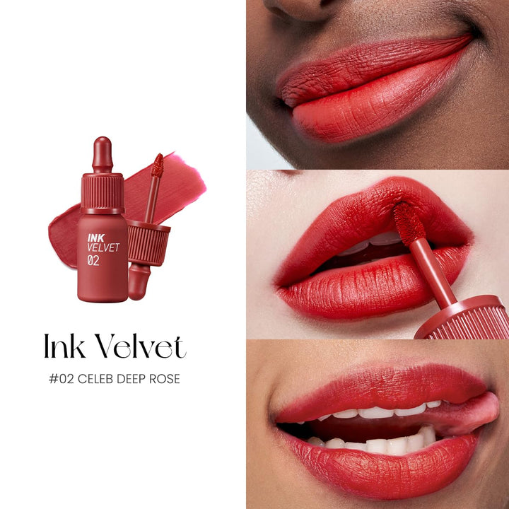 Ink the Velvet Lip Tint - High Pigment Color, Longwear, Weightless, Not Animal Tested, Gluten-Free, Paraben-Free (002 CELEB DEEP ROSE)