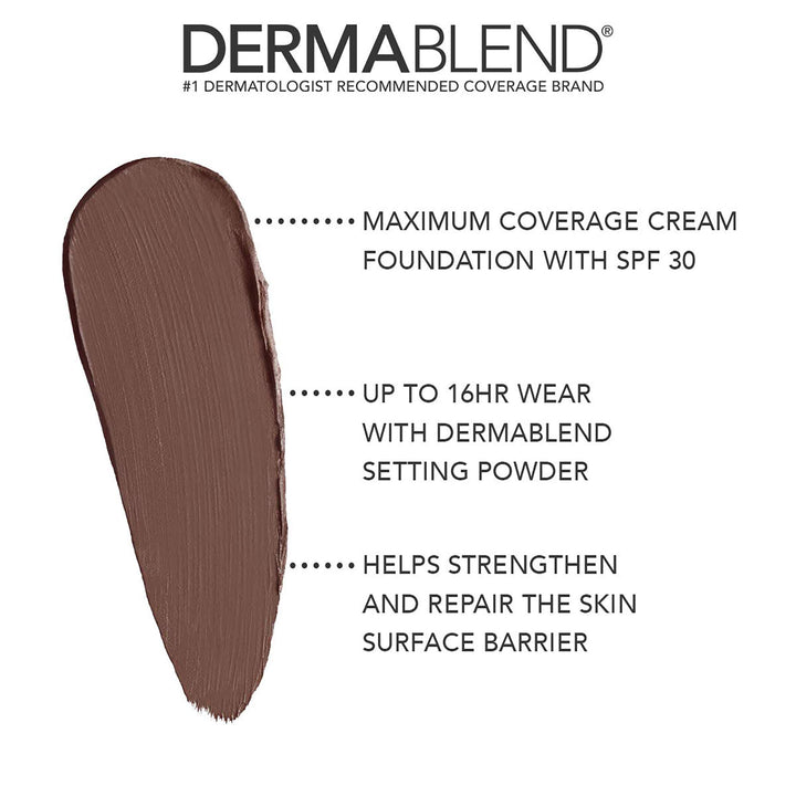 Cover Creme High Coverage Foundation with SPF 30, 90N Deep Brown, 1 Oz.