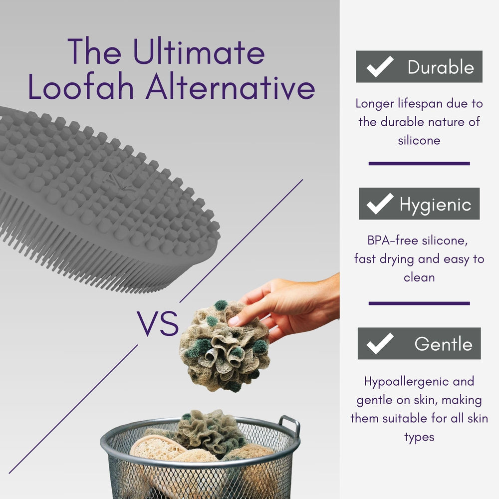 Silicone Body Scrubber – Dual-Sided Silicone Loofah for Shower, Body Scrubber for Men & Women, Gentle Loofa Alternative, Easy-to-Clean Silicone Body Scrubber Exfoliator