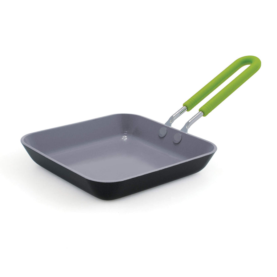 Mini Healthy Ceramic Nonstick, 5 Square Egg Pan, PFAS-Free, Dishwasher Safe, Stay Cool Handle, Black