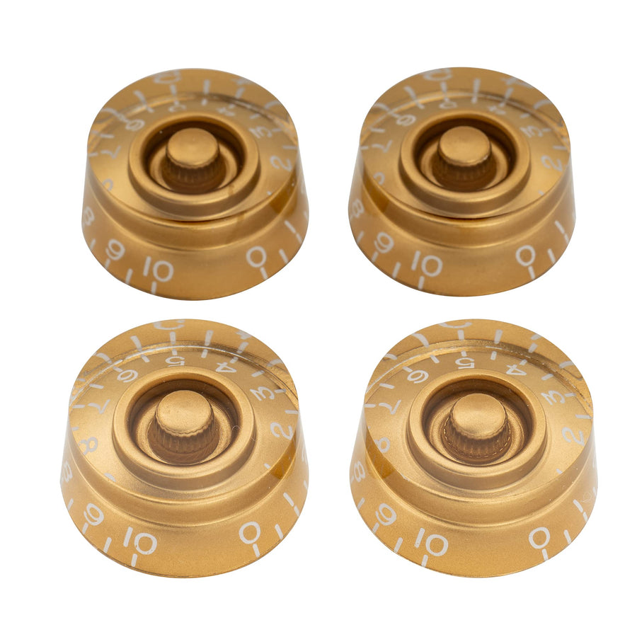 Pro Inch USA LP Guitar Speed Knobs Fine 24-Spline Tone Volume Control Knobs for USA Les Paul CTS Pots Electric Guitar, Gold (Set of 4)