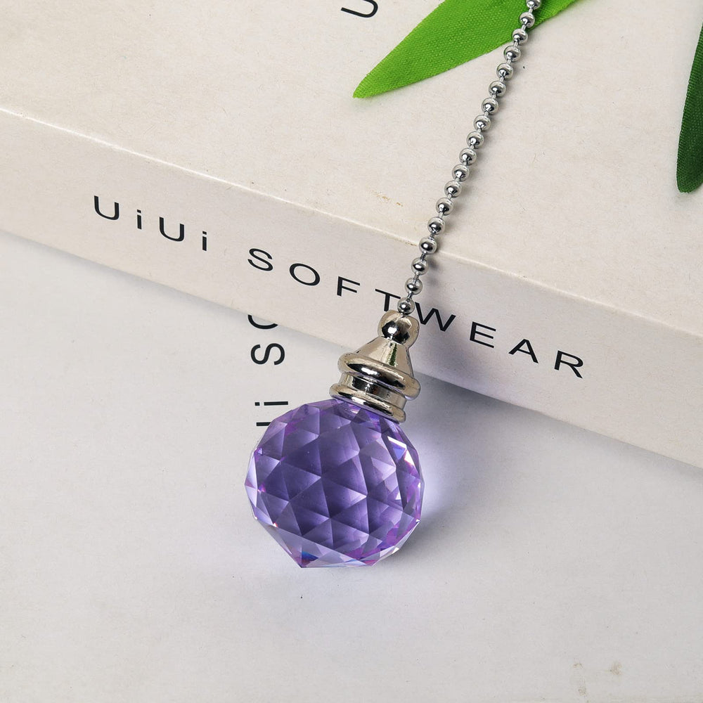 6 Pieces Crystal Ceiling Fan Pull Chain Rainbow Fan Pull Chain Extension with Connector for Ceiling Light Ceiling Fan (gudian-purple-2pc)