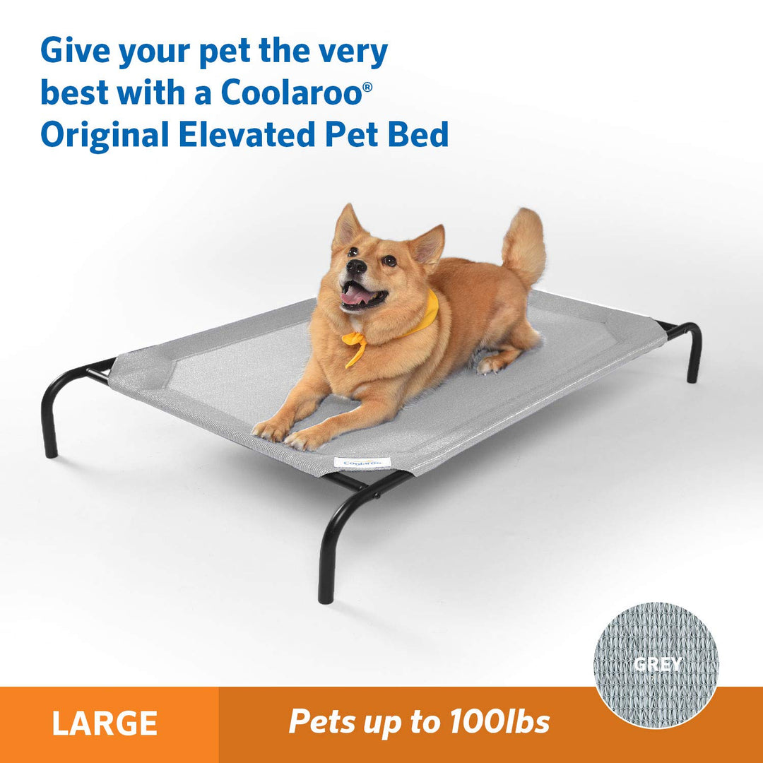 COOLAROO The Original Cooling Elevated Dog Bed, Indoor and Outdoor, Large, Grey