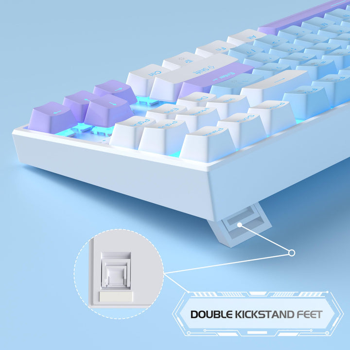 75% Mechanical Gaming Keyboard with Blue Switch, LED Blue Backlit Keyboard, 87 Keys Compact TKL Wired Computer Keyboard for Windows Laptop PC Gamer - Blue/White