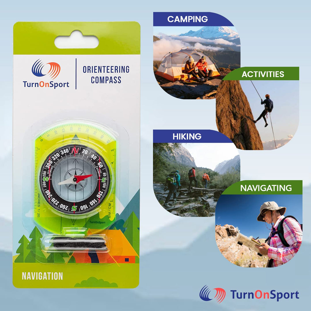 Orienteering Compass - Hiking Backpacking Compass - Advanced Scout Compass Camping and Navigation - Boy Scout Compass Kids - Childrens Compasses for Map Reading - Baseplate Compass Survival (Green)