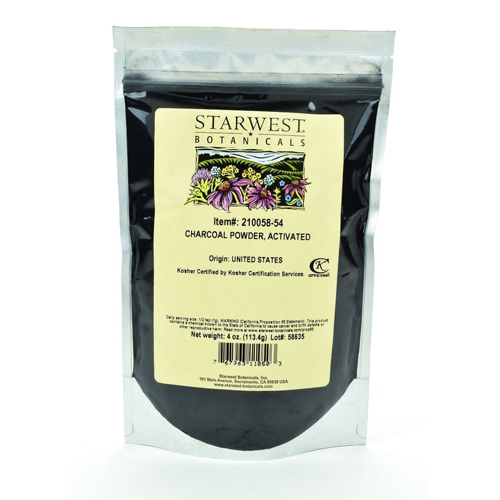 Food Grade US Hardwood Activated Charcoal Powder, 4 Ounces