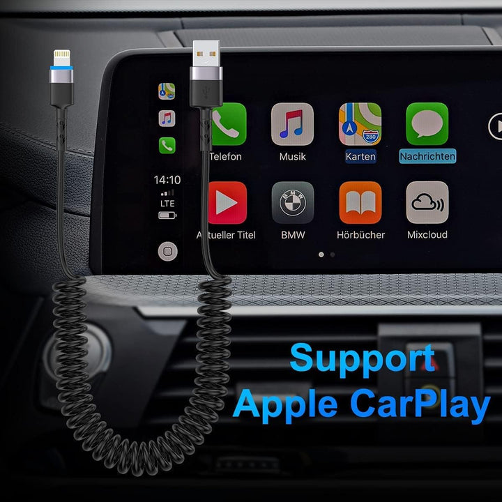 2 in 1 Wireless CarPlay Adapter and Android Auto Wireless Adapter CarPlay Wireless Adapter Convert Wired to Wireless- Wireless CarPlay Dongle Built in Netflix YouTube Coiled Lightning Cable