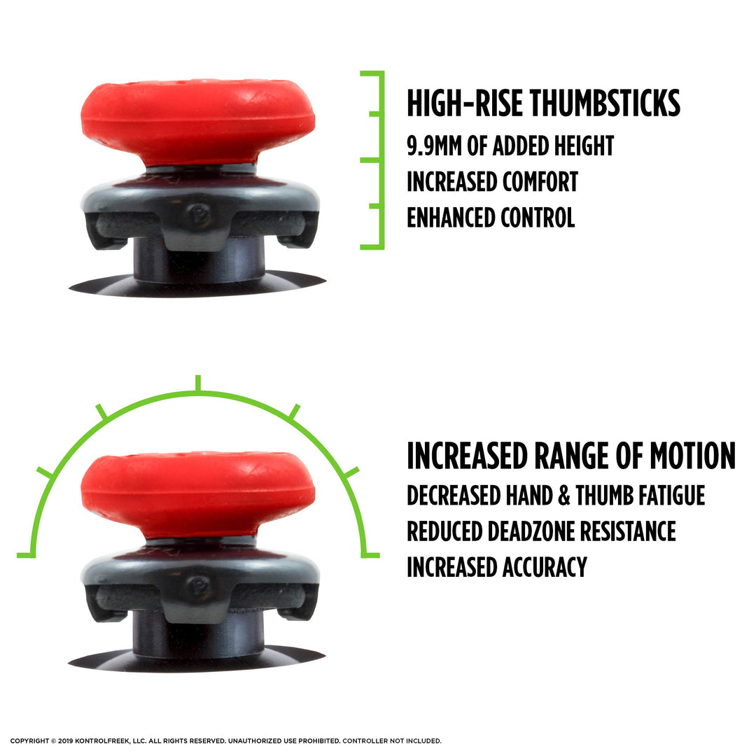 FPS Freek Inferno for PlayStation 4 (PS4) and PlayStation 4 (PS5) Controller | Performance Thumbsticks | 2 High-Rise Concave | Red
