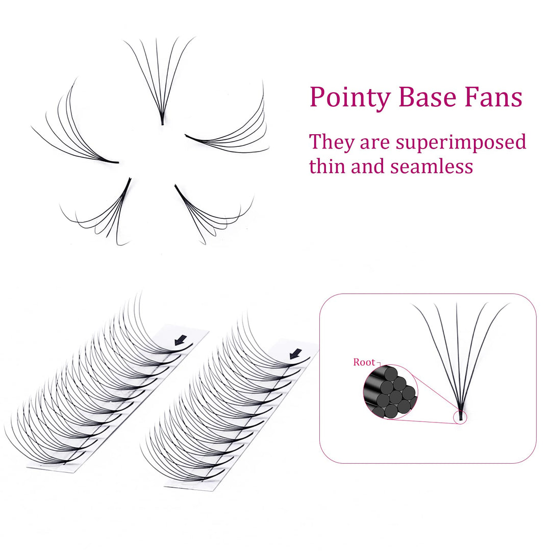 Lash Fans D Curl 0.07 14mm 5D Lash Extensions Short Stem Premade Eyelash Extensions Optinal 3D-20D Thickness 0.07 0.10 C D Curl 8-20mm Length (5D-0.07-D, 14mm)