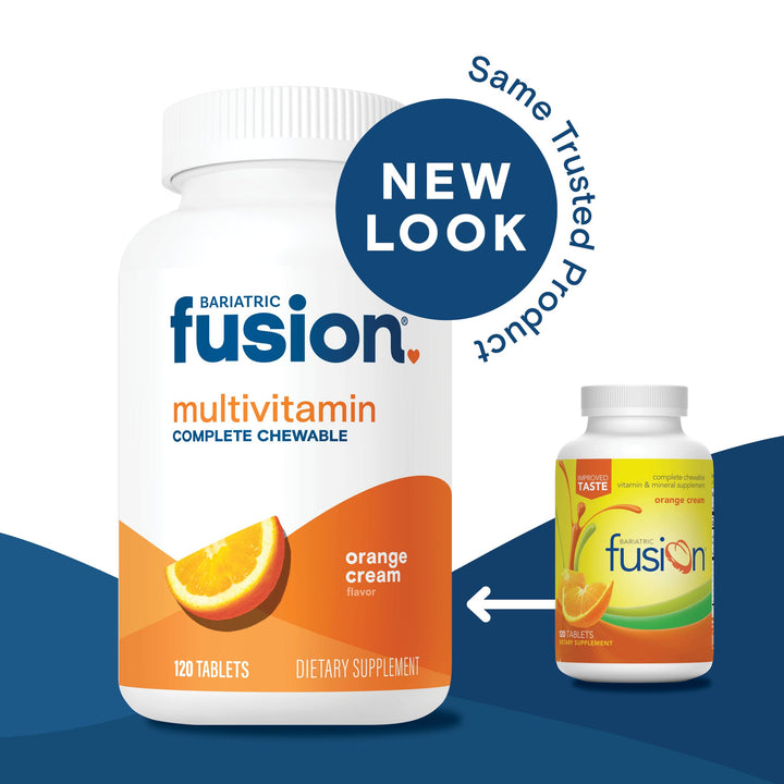 Orange Cream Flavored Complete Chewable Bariatric Multivitamin with Iron for Bariatric Surgery Patients Including Gastric Bypass and Sleeve Gastrectomy - 120 Tablets