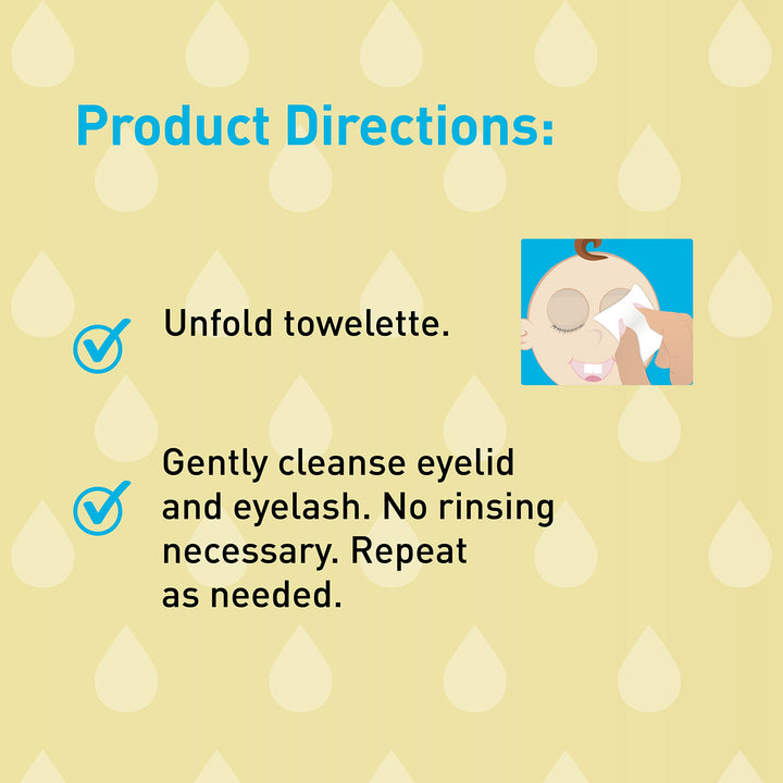 Baby Eyelid and Eyelash Cleanser, Pre-Moistened Towelette, 20 Count