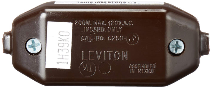 6250-3 200W Incandescent Feed-Through Full Range Lamp Cord Dimmer, Single-Pole, Brown