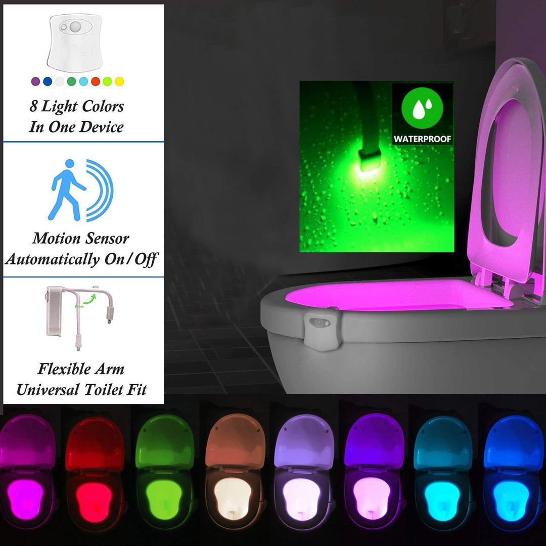 The Original Toilet Night Light Gadget, Fun Bathroom Lighting Add on Toilet Bowl Seat, Motion Sensor Activated LED 9 Color Modes - Weird Novelty Funny Birthday Gag Gifts for Men, Dad, Kids & Toddlers