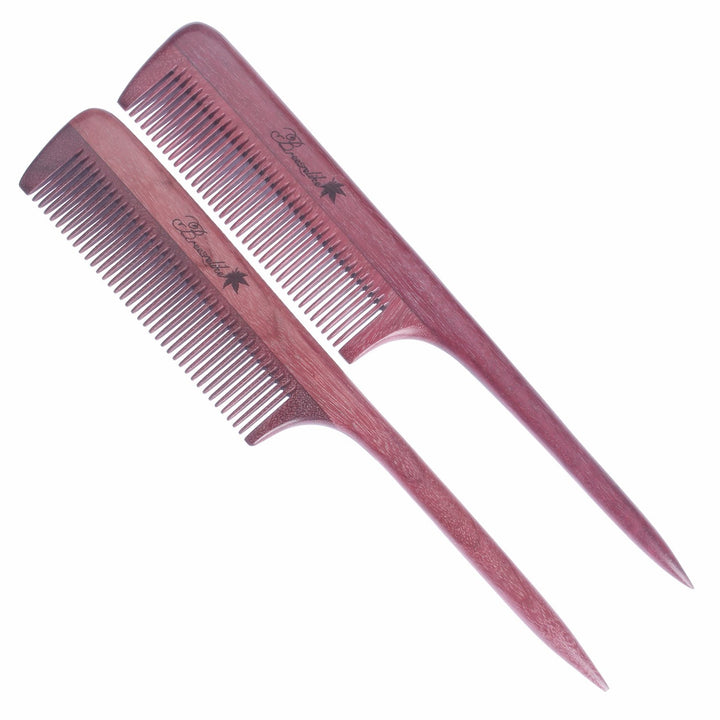 Hair Combs - Fine Tooth Purpleheart Wooden Tail Comb - No Static Teasing Hair Comb for Women