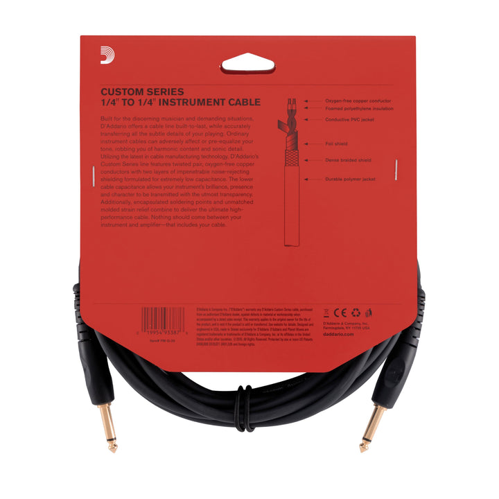 D'Addario Custom Series Instrument Cable, 20 feet