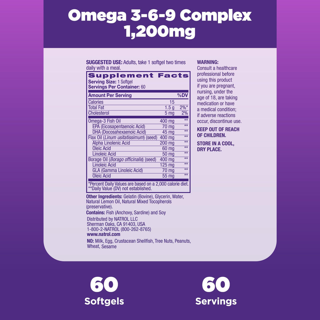 Omega 3-6-9 Complex Softgels, 60-Count