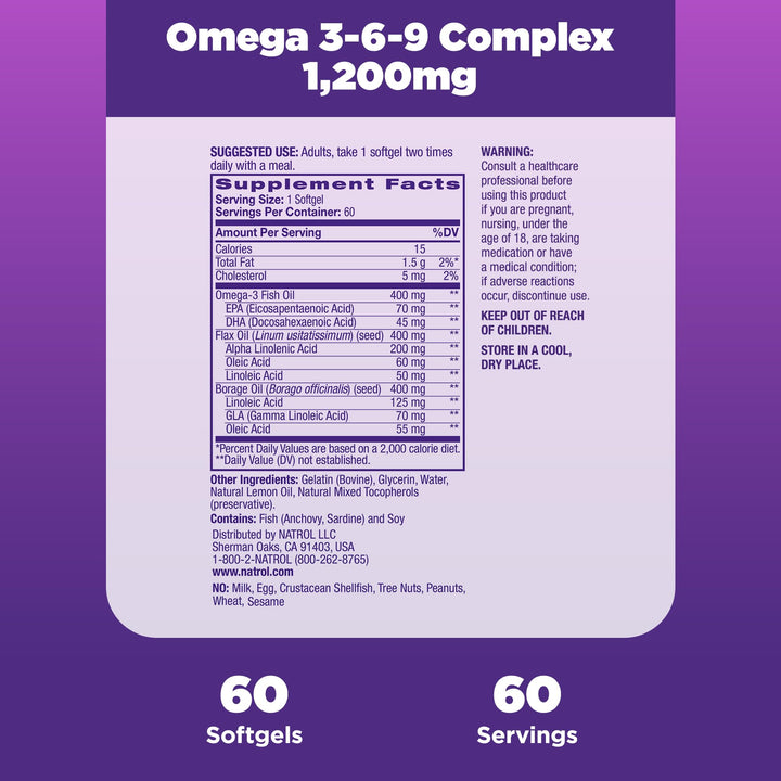 Omega 3-6-9 Complex Softgels, 60-Count