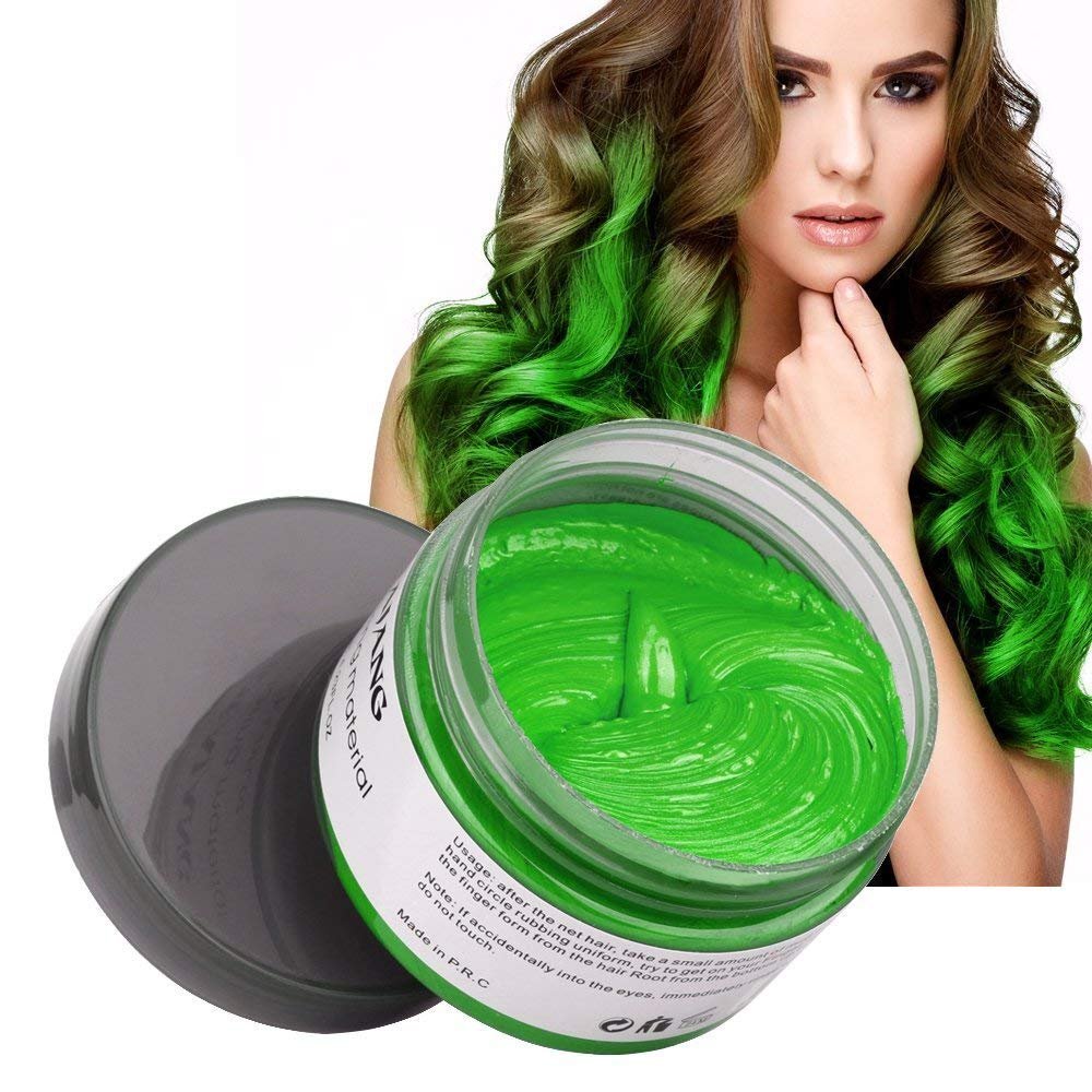Unisex Hair Wax Color Dye Styling Cream Mud, Natural Hairstyle Pomade, Washable Temporary,Party Cosplay (Green)