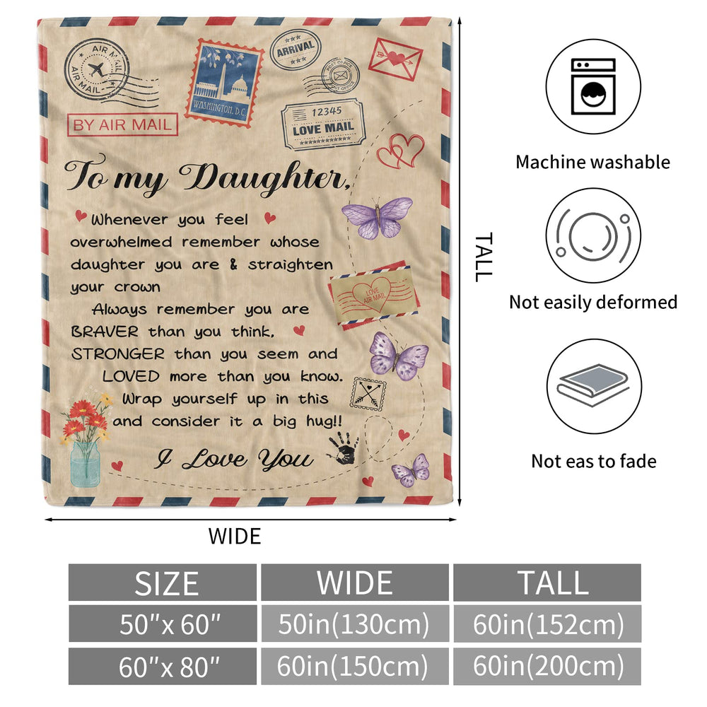 Daughter Blanket, Daughter Blankets from Mom Dad, Birthday for Daughter, I Love You Daughter Blanket Presents to My Daughter, Daughter Soft Bed Flannel Letter Throw Blanket 40 X 50