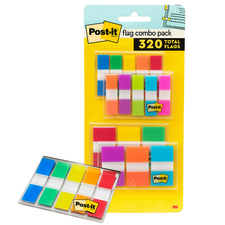 Flags Combo Pack, 4 On-The-Go Dispensers/Pack, 120 .94 in Wide and 200 .47 in Wide Flags, Assorted Colors (683-XL1)