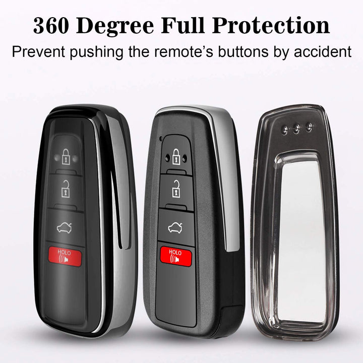for Toyota Key Fob Cover with Keychain Soft TPU Key Fob Case All-Around Protection Key Case Compatible with 2018-2021 Toyota Camry RAV4 Avalon C-HR Prius Corolla Highlander