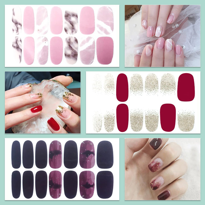 20 Sheets Solid & Gradient Full Nail Wraps for Women Nails Self Adhesive Nail Polish Stickers Classic Solid Nail Strips Peel and Stick Nail Polish Strips Gel Nail Stickers for Nail Art Wraps