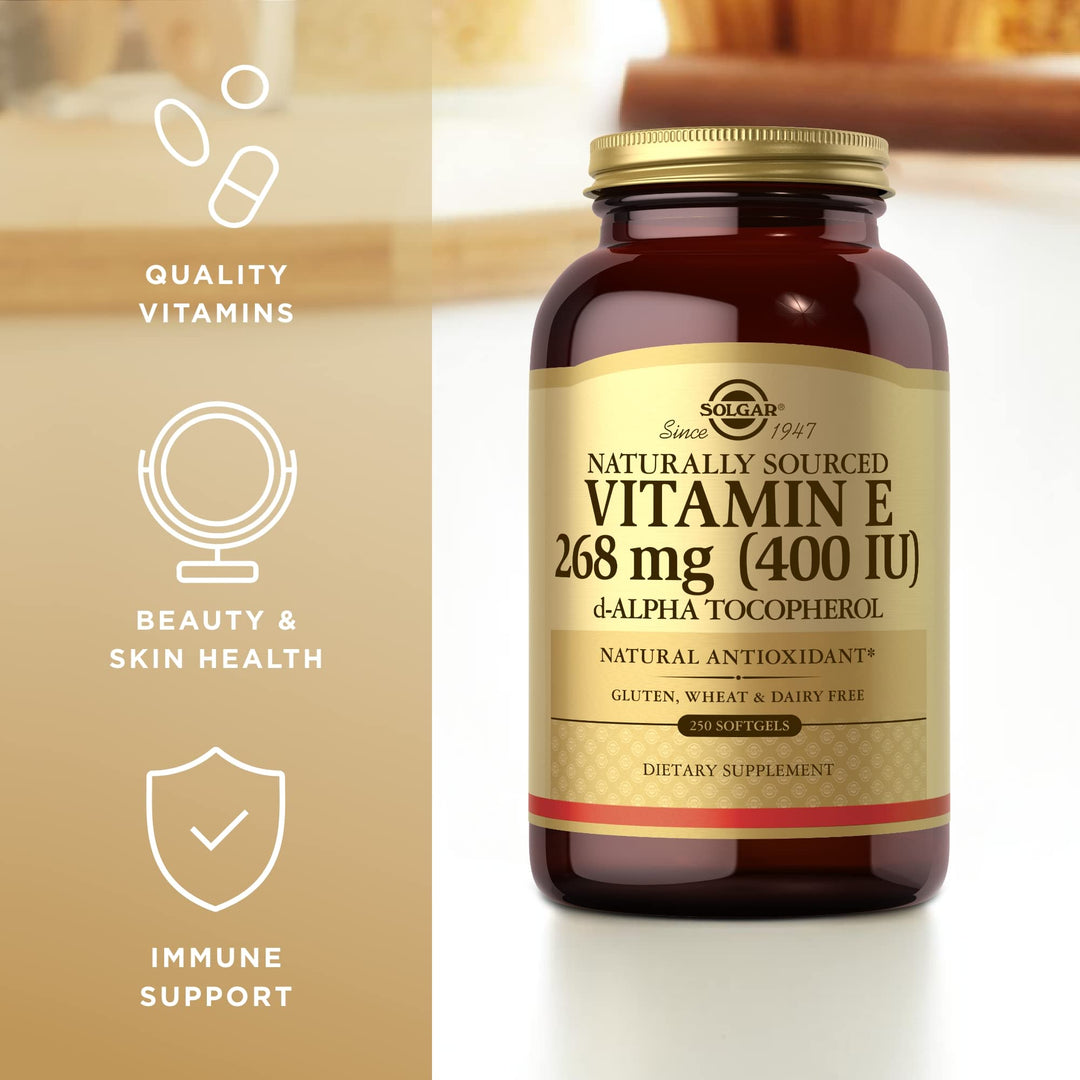 Vitamin E 268 mg (400 IU) - 250 Softgels - Naturally-Sourced Vitamin E as d-Alpha Tocopherol - Gluten Free, Dairy Free - 250 Servings