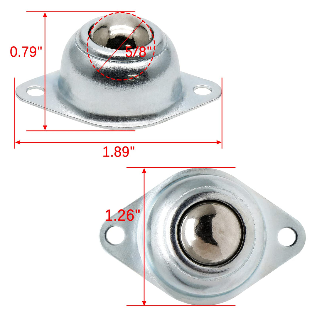 8Pcs 5/8 Roller Ball Transfer Bearings Flange Mounted Ball Transfer Unit for Conveyor, Roller Stand, Transmission, Load Capacity 33 lbs