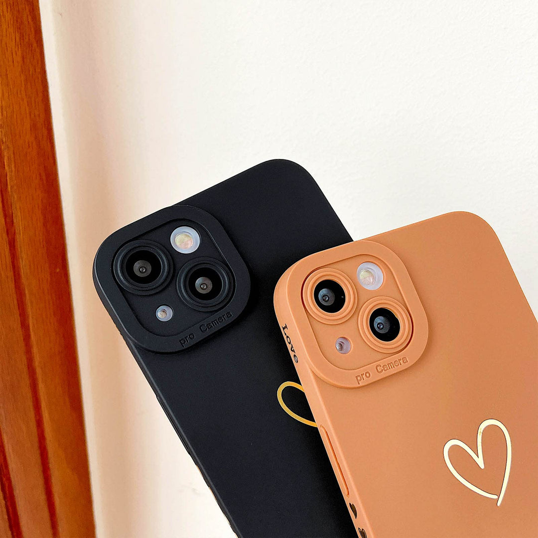 Compatible with iPhone 13 Case Luxury Gold Heart Pattern Soft Liquid Silicone Shockproof Case for Women Girls Side Cute Plated Heart Pattern Slim Phone Case (Purple)