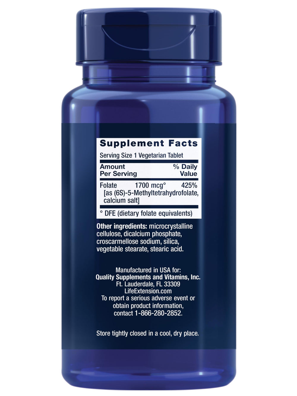 Optimized Folate – L-methylfolate – Heart & Brain Support, Healthy Homocysteine Levels – Non-GMO, Gluten-Free, Vegetarian – 1700 mcg DFE, 100 Vegetarian Tablets