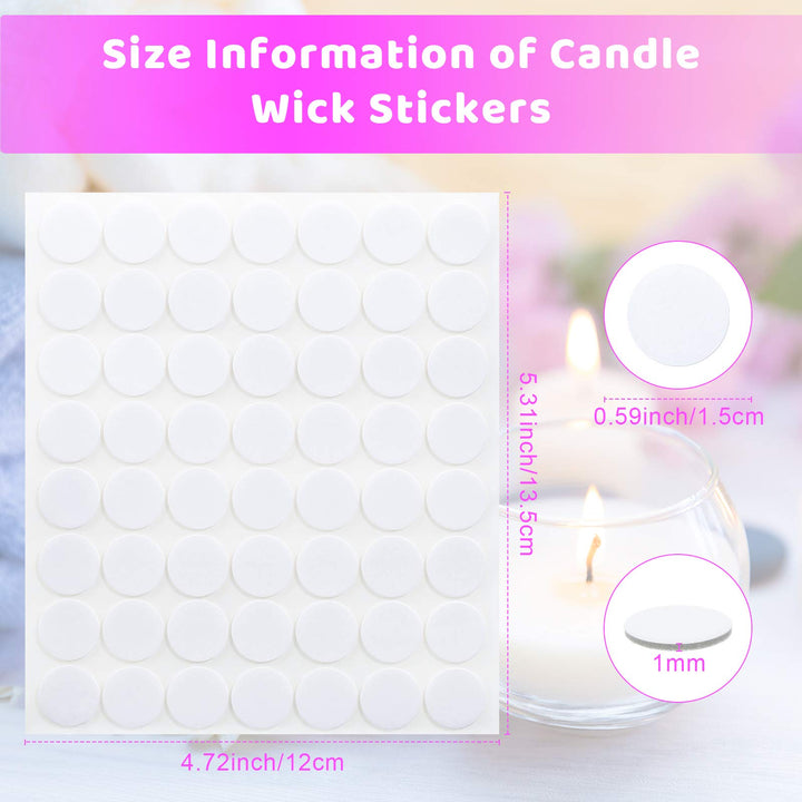 1120 Pieces 20 Sheets Candle Wick Stickers 15 mm Candle Making Sticker Double-Sided Heat Resistance Stickers Hot Wax Wick Stickers for Candle Making