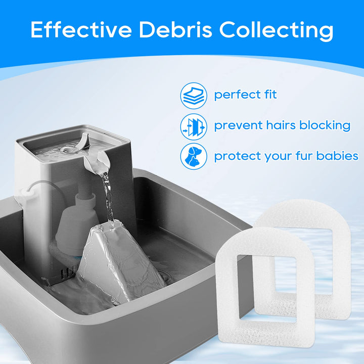 Cat Water Fountain Filter Replacement, Pet Fountain Replacement Foam Filters Compatible with Petsafe Drinkwell Pet Fountain Filters for Drinkwell Stainless Steel 360 Water Fountain 12PCS