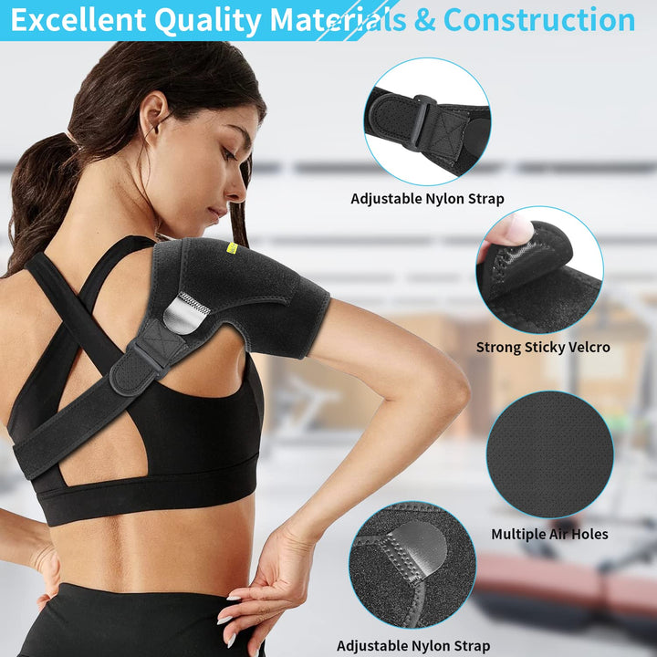 Shoulder Stability Brace with Pressure Pad - Light and Breathable Neoprene Shoulder Support for Rotator Cuff Dislocated AC Joint Labrum Tear Shoulder Pain Shoulder Compression Sleeve