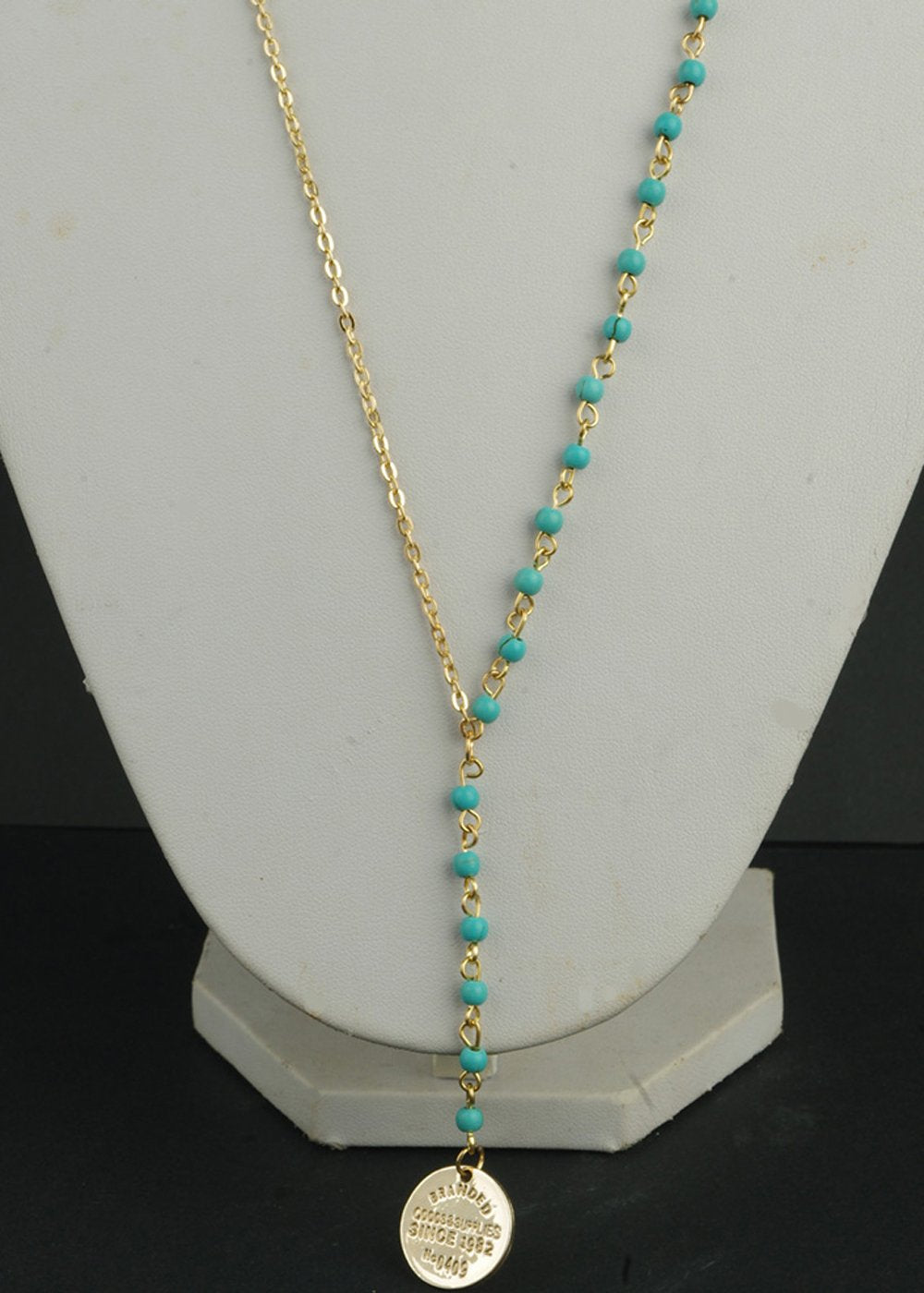 Sexy Long Chain Turquoise Necklace with Coin Pendant for Women and Teen Girls Back to school Party,Prom,Summer Beach