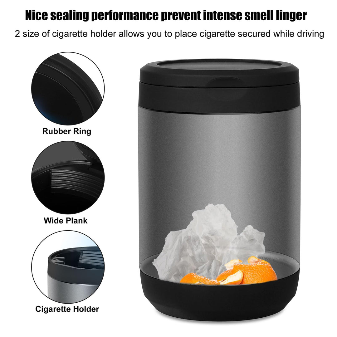 Car Ashtray, Portable Ashtray for Car, Detachable Smokeless Ash Tray, Stainless Steel Automotive Ashtrays with Lid, Cup Holder Ashtray, Travel Ashtray, Cigarette Ashtray, Car Trash Can Trash Bin
