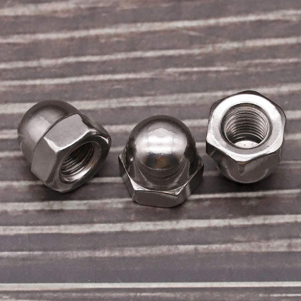 M6-1.0 Acorn Hex Cap Nuts Metric Dome Head Nuts, 304 Stainless Steel 18-8, Plain Finish, Pack of 50