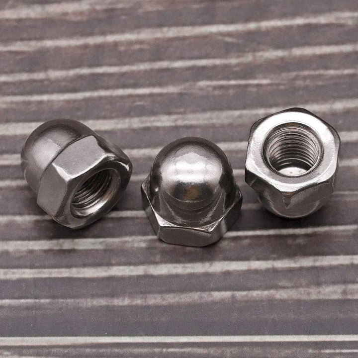 M6-1.0 Acorn Hex Cap Nuts Metric Dome Head Nuts, 304 Stainless Steel 18-8, Plain Finish, Pack of 50