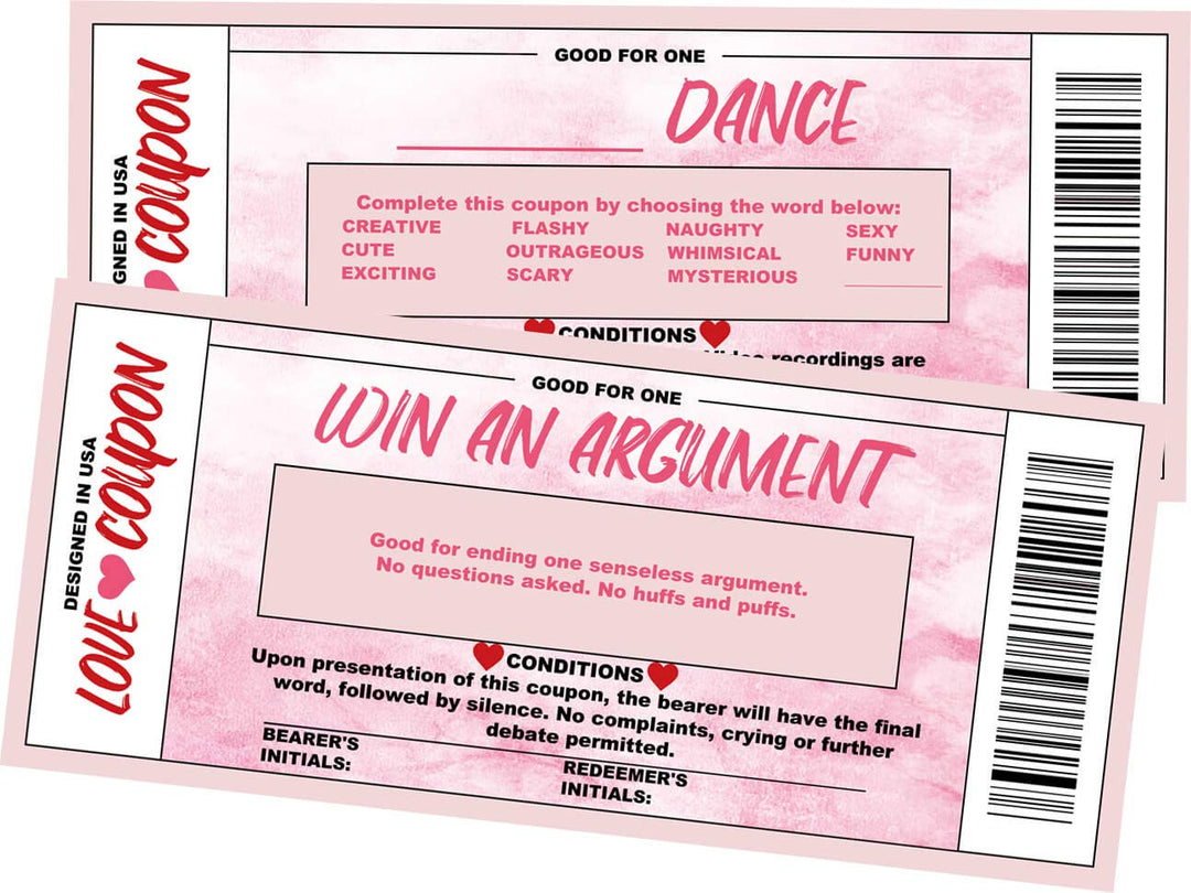 Love Voucher Cards for Him and Her - Romantic Gift for Birthdays, Anniversaries, Valentine's Day - 18 Unique Watercolor Themed Cards