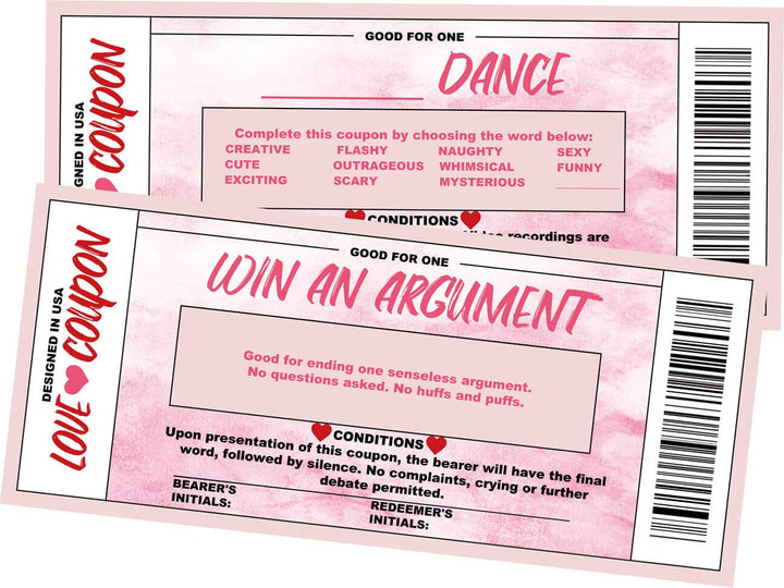 Love Voucher Cards for Him and Her - Romantic Gift for Birthdays, Anniversaries, Valentine's Day - 18 Unique Watercolor Themed Cards