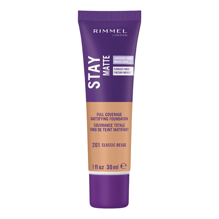 London Stay Matte Liquid Mousse - 201 Classic Beige - Foundation, Lightweight, Shine Control, Oil-Free, 1oz