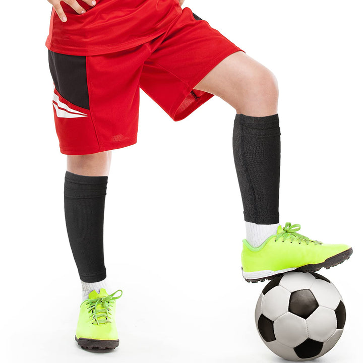 Shin Guard Sleeves Soccer Youth Calf Support Compression Sleeves Football Leg Sleeves for Men Kids Adult Sports (4 Pairs)