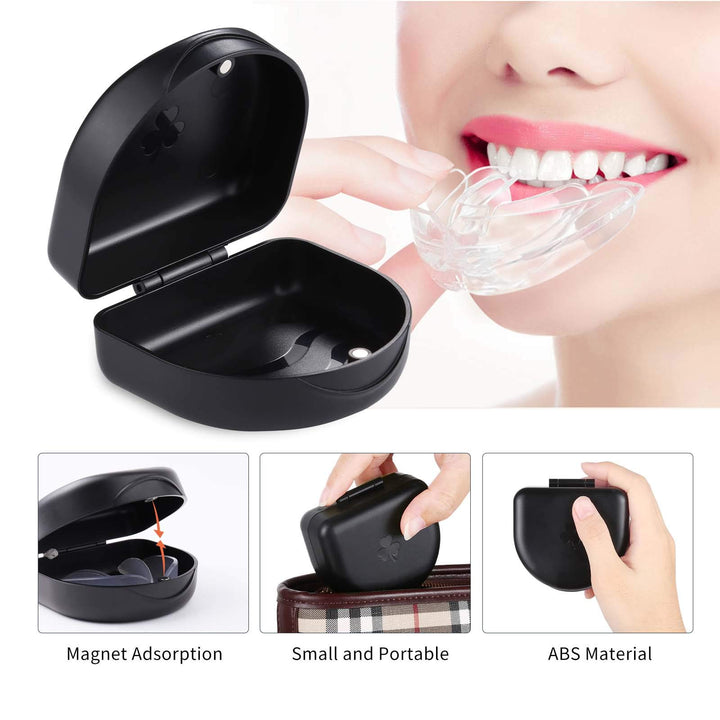 (2 Pack) Retainer Case,Solid Orthodontic Retainer Case-black