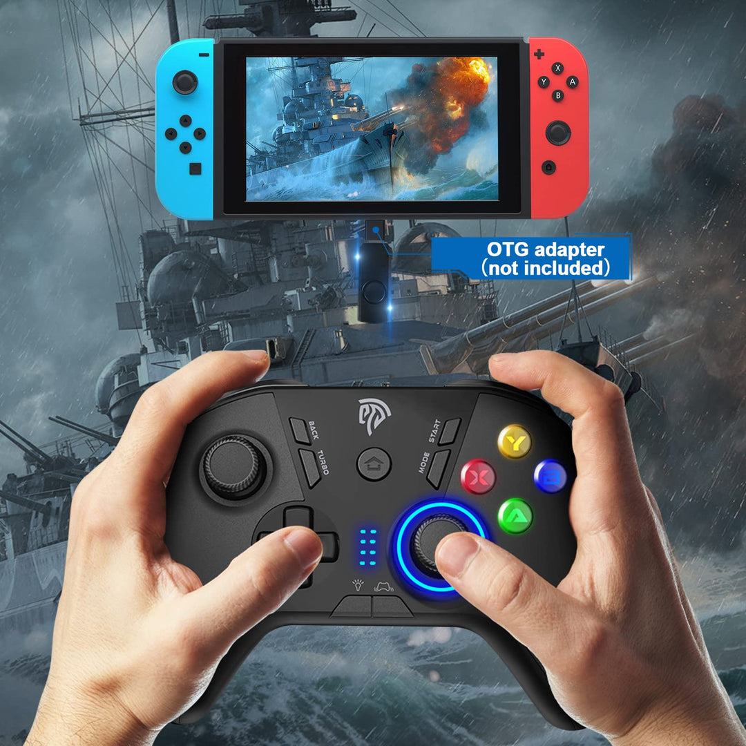 Wireless Gaming Controller for Windows PC/Steam Deck/PS3/Android TV BOX, Dual Vibrate Plug and Play Gamepad Joystick with 4 Customized Keys, Battery Up to 14 Hours, Work for Nintendo Switch