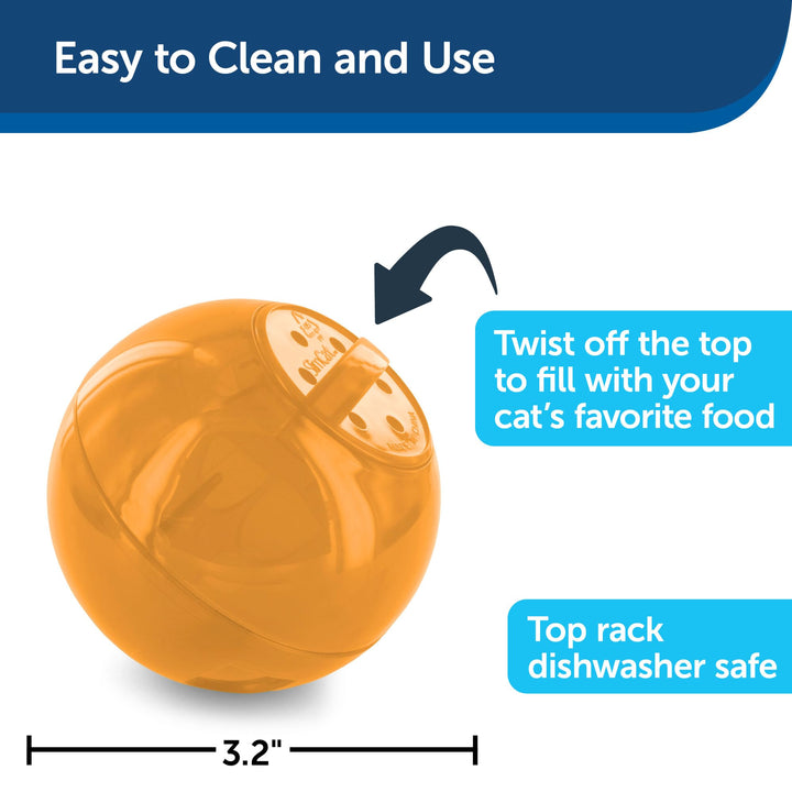 Slimcat Feeder Ball - Interactive Game for Your Cat - Fill with Food and Treats - Orange