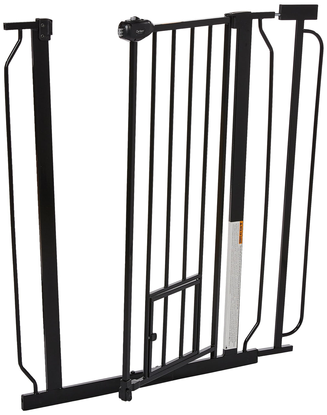 Carlson Extra Tall Walk Through Pet Gate with Small Pet Door, for Openings 29-39 Wide,Includes 4-Inch Extension Kit, 4 Pack Pressure Mount Kit and 4 Pack Wall Mount Kit, Black