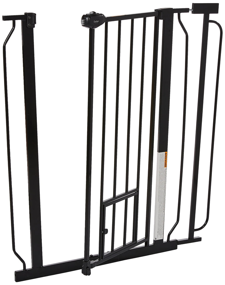 Carlson Extra Tall Walk Through Pet Gate with Small Pet Door, for Openings 29-39 Wide,Includes 4-Inch Extension Kit, 4 Pack Pressure Mount Kit and 4 Pack Wall Mount Kit, Black